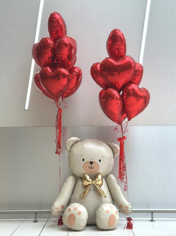 Zestaw balonów z helem na Walentynki – serca Balony walentynkowe z helem – miłość Zestaw balonowy Walentynki BalonoGram
