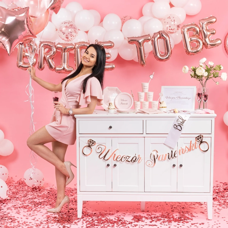 Balon foliowy napis BRIDE TO BE rose gold