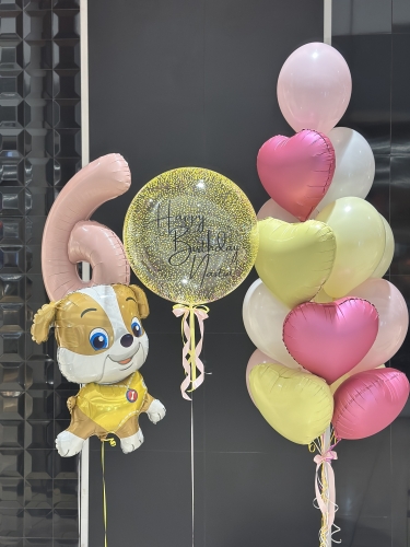 Zestaw balonów z helem na 6 urodziny Dla dziewczynki, bubble z personalizowanym napisem, Rubble, Psi Patrol
