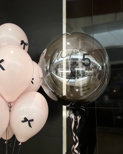 Zestaw balonów z helem na 5 urodziny Dla dziewczynki, Kotek, Bubble z piórkami