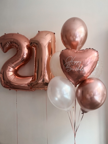 Zestaw Balonów z Helem na 21 Urodziny dla Niej, serce z personalizowanym napisem