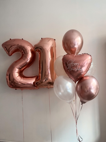 Zestaw Balonów z Helem na 21 Urodziny dla Niej, serce z personalizowanym napisem