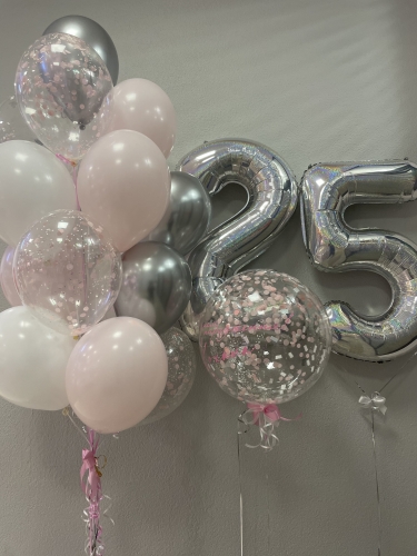 Zestaw Balonów z Helem na 25 Urodziny dla Niej, Bubble z personalizowanym napisem