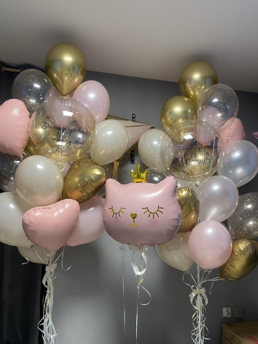 Zestaw Premium Balonów z Helem na Urodziny dla Niej, Bubble z personalizowanym napisem, koktajl