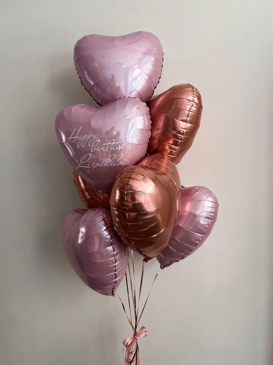 Zestaw Balonów z Helem na Urodziny Dla Niej, serce z personalizowanym napisem, Balonogram
