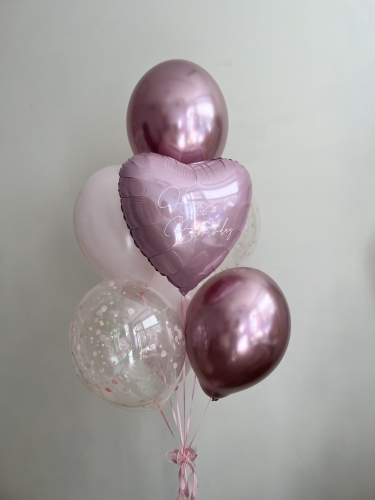 Zestaw Balonów z Helem na Urodziny Dla Niej, serce z personalizowanym napisem, Balonogram