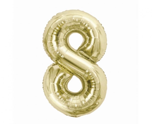 Balon Foliowy z helem, Cyfra "8" Szampań, Balonogram