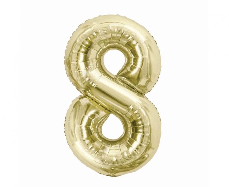 Balon Foliowy z helem, Cyfra "8" Szampań, Balonogram
