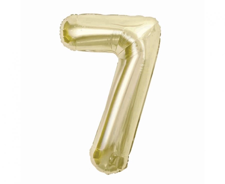 Balon Foliowy z helem, Cyfra "7" Szampań, Balonogram