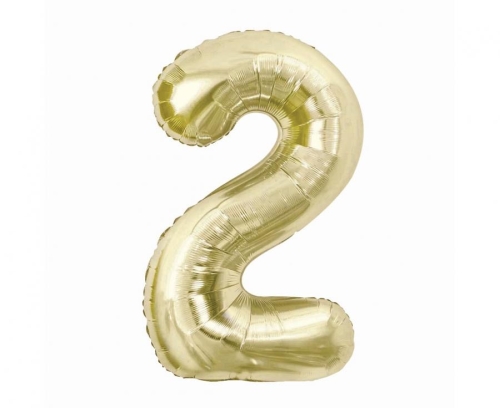 Balon Foliowy z helem, Cyfra "2" Szampań, Balonogram