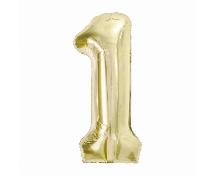Balon Foliowy z helem, Cyfra "1" Szampań , Balonogram