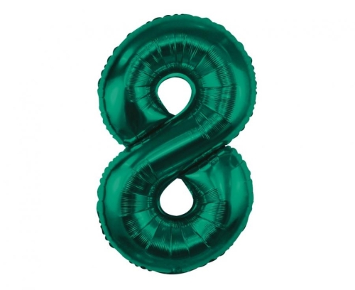 Balon Foliowy z helem, Cyfra "8" Butelkowa Zieleń, Balonogram