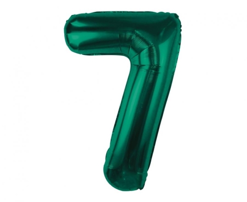 Balon Foliowy z helem, Cyfra "7" Butelkowa Zieleń , Balonogram