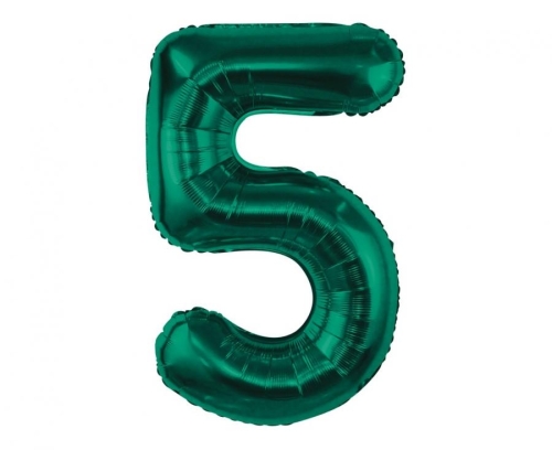 Balon Foliowy z helem, Cyfra "5" Butelkowa Zieleń, Balonogram