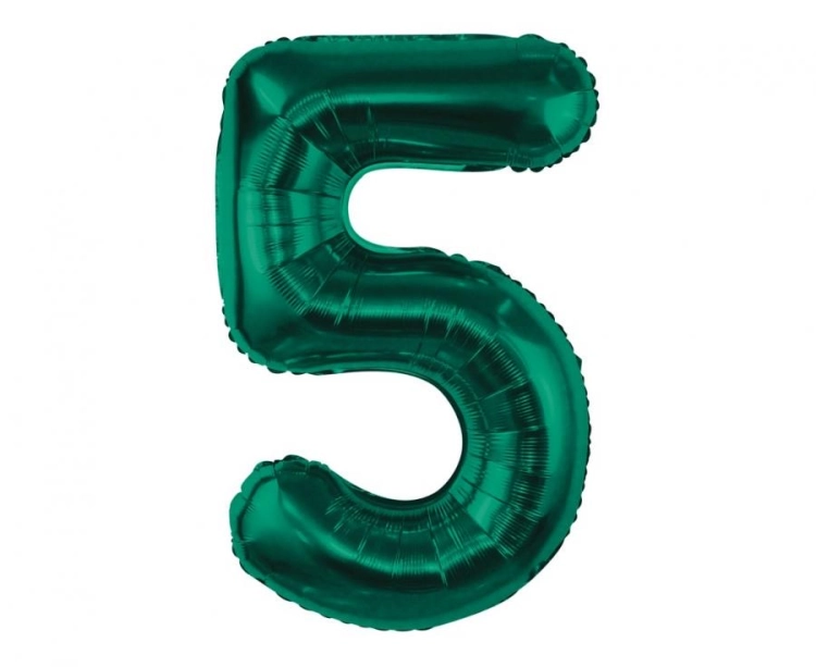 Balon Foliowy z helem, Cyfra "5" Butelkowa Zieleń, Balonogram