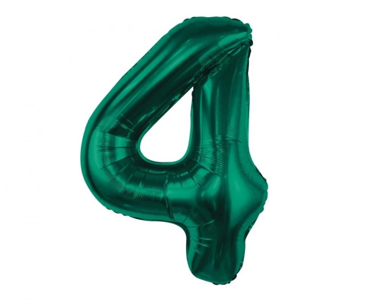 Balon Foliowy z helem, Cyfra "4" Butelkowa Zieleń, Balonogram