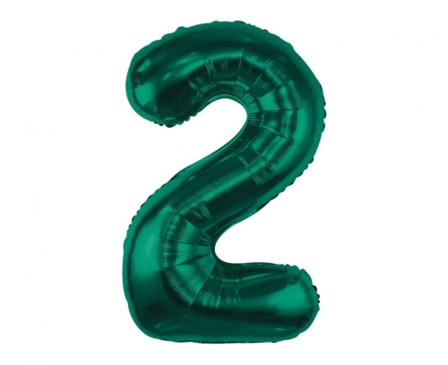 Balon Foliowy z helem, Cyfra "2" Butelkowa Zieleń, Balonogram