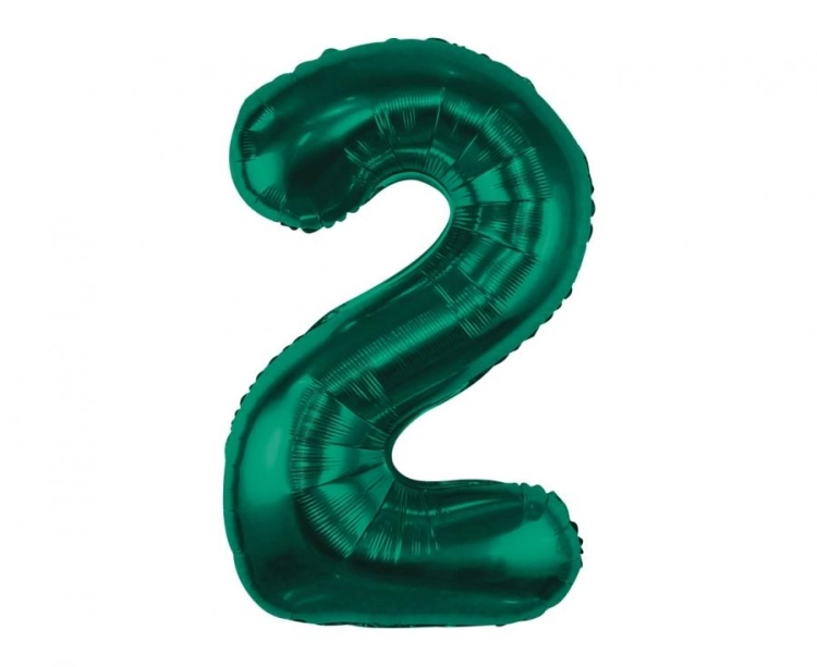 Balon Foliowy z helem, Cyfra "2" Butelkowa Zieleń, Balonogram