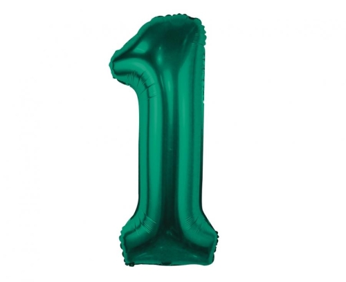 Balon Foliowy z helem, Cyfra "1" Butelkowa Zieleń, Balonogram