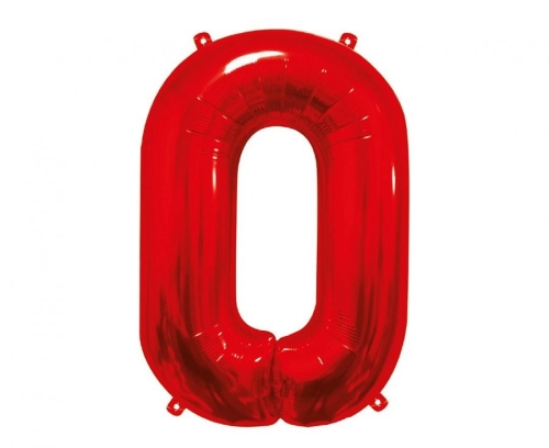 Balon Foliowy z helem, Cyfra "0" Czerwona, Balonogram