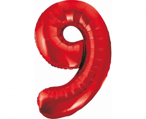 Balon Foliowy z helem, Cyfra "9" Czerwona