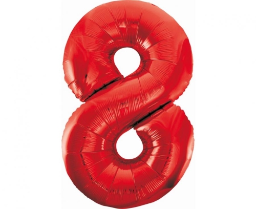Balon Foliowy z helem, Cyfra "8" Czerwona, Balonogram