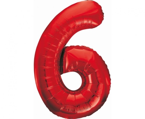 Balon Foliowy z helem, Cyfra "6" Czerwona, Balonogram