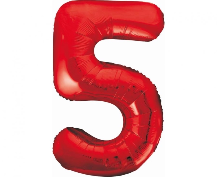Balon Foliowy z helem, Cyfra "5" Czerwona, Balonogram
