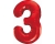 Balon Foliowy z helem, Cyfra "3" Czerwona, Balonogram