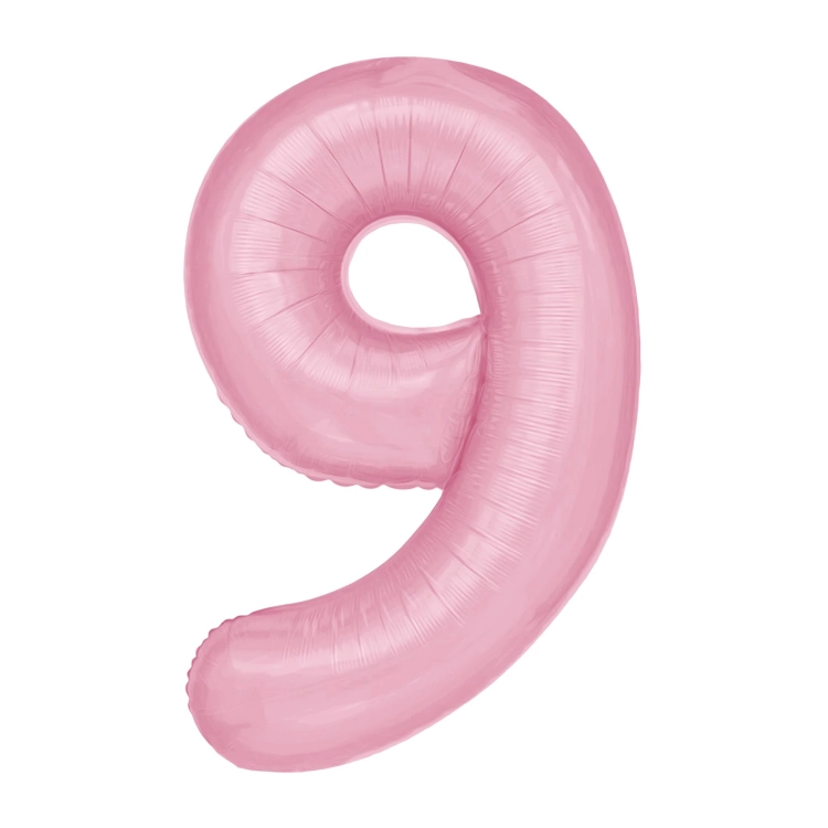 Balon Foliowy z helem, Cyfra "9" Różowa, Balonogram
