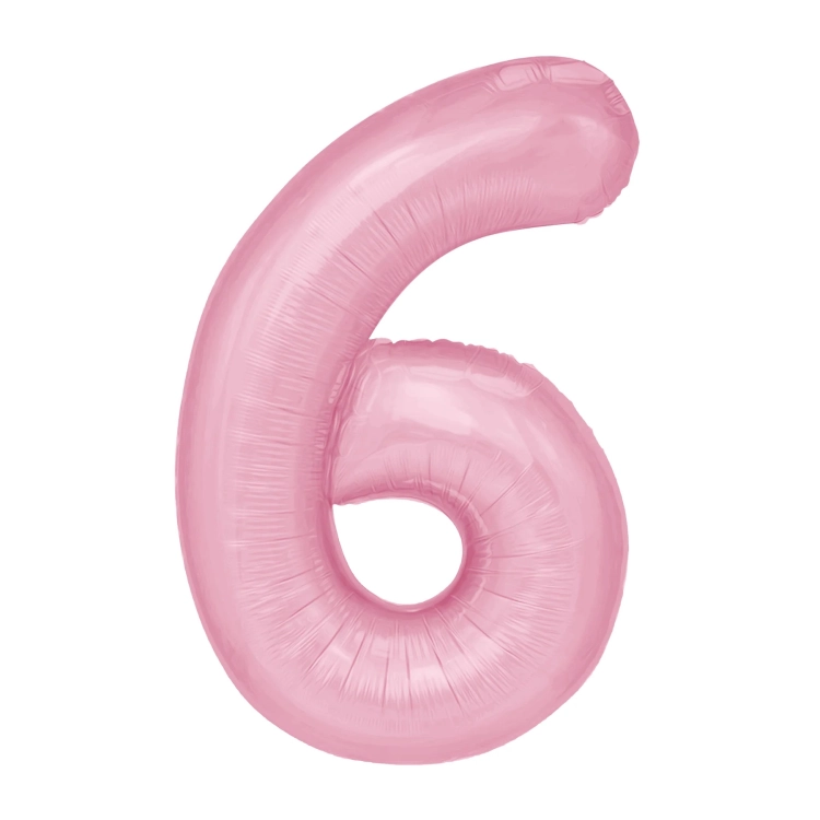 Balon Foliowy z helem, Cyfra "6" Różowa , Balonogram