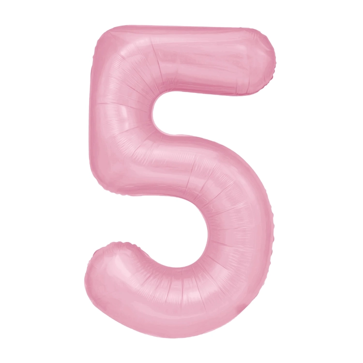 Balon Foliowy z helem, Cyfra "5" Różowa, Balonogram