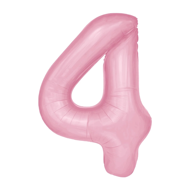 Balon Foliowy z helem, Cyfra "4" Różowa, Balonogram