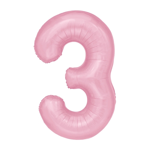 Balon Foliowy z helem, Cyfra "3" Różowa, Balonogram