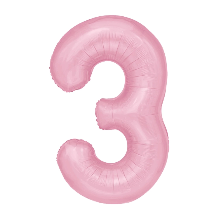 Balon Foliowy z helem, Cyfra "3" Różowa, Balonogram